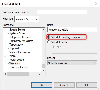 schedule building components